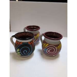 Mexican Clay Coffee mugs Tonala Jarro Punchero Hand painted